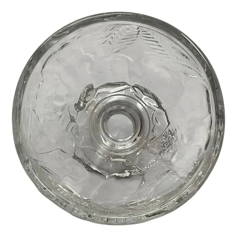 Vintage‎ French France Glass Dessert Coupe Champagne Clear Floral Embossed Set 2